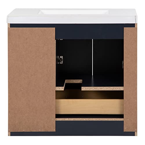 Spring Mill Cabinets Hali Bathroom Vanity With Sink, 36.5" W X 18.75" D X 34.14" H, Deep Blue #TOP3