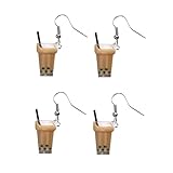 FRCOLOR 2Paare Kreative Lustige Ohrringe im Milchtee Design Imitierte Milch Tee Ohrbügel für Frauen Einzigartige DIY Ohrschmuck für Einen Auffälligen Look Perfektes