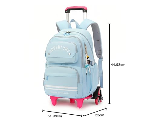 Rolling Backpack for Girls Roller Backpack with Wheels Kids Trolley School Bag Wheeled Bag