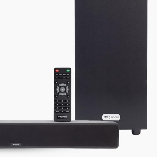 Image of Bluetooth Soundbar with 5.25 inch Subwoofer, 100W, 2.1 Channel System, LED Display, Remote Control, Four EQ Modes, Bluetooth v5.3, AUX, USB - Platinum Black