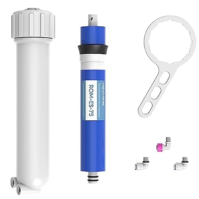 MewMore 75 GPD RO Membrane Filter with Housing, Replacement Reverse Osmosis Membrane Fit Home Under Sink RO Drinking Water Filter Purifier Filtration System with Wrench, 1/4" Fitting, Check Valve