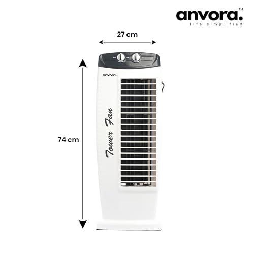 Image of ANVORA Breeze Max Tower Fan | High air throw of 2250 m3 /hr | TOP safety and 3 Speed - 2 Way Air Swing | 1 year warranty | Grey White