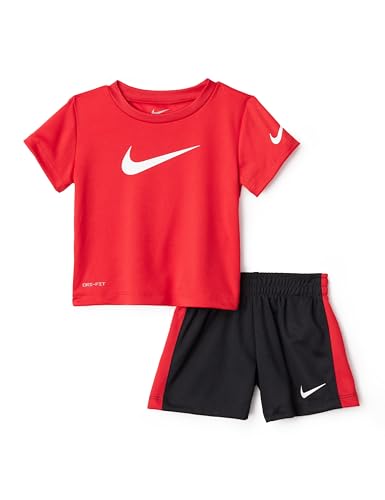 Image of Nike Baby Dri-FIT Swoosh Logo T-Shirt and Mesh Shorts 2-Piece Outfit Set