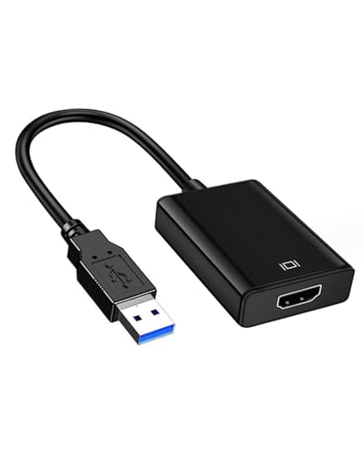 JCSJK Adaptador USB a HDMI, USB 3.0 a HDMI 1080p HD para PC Windows 11/10/8/7, Proyector HDTV HD Video Audio Multi Monitor Convertidor