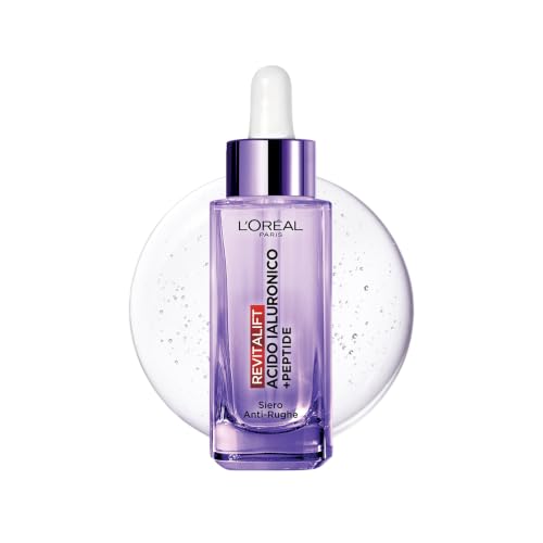 L'Oréal Paris Siero Viso Anti-Rughe, Per Tutti i Tipi di Pelle, Azione Rimpolpante e Idratante, Pelle Soda e Levigata, Arricchito con Formula Concentrata con HA e PDRN, Revitalift Filler, 30 ml