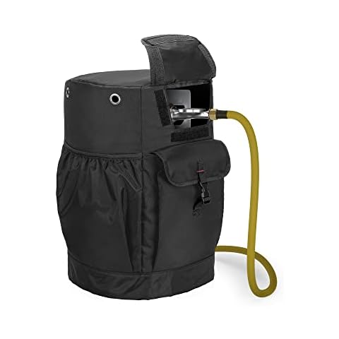 SAMDEW Outdoor 20 lb Propane Tank Cover with Tabletop Feature and 2 Pockets, Grill Gas Tank Cover for 20 lb Propane Tank Cylinder, Water-Resistant, Traveling & Camping, Black (Bag Only) Cover