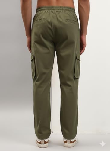 Image of Q - RIOUS Men's 6 Pocket Cotton Cargo Pants - Relaxed Fit Utility Trousers