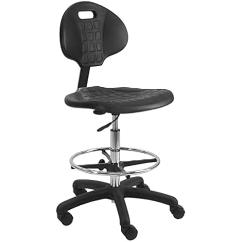 BenchPro Deluxe Polyurethane Chair With 18” Adjustable Footring and Heavy Nylon Base , 21"-31" Height Adjustment, 450 lbs Capacity Cover