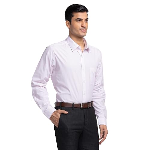 Image of Raymond Men's Pure Cotton Stripe Pattern Slim Fit Semi Cutaway Collar Full Sleeve Formal Shirt