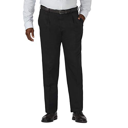Haggar Men's Work to Weekend Hidden Expandable Waist Classic Fit Pleated Front Pant