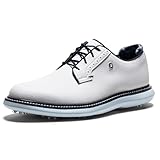 FootJoy Men's Traditions Blucher Golf Shoe, White/Sky Blue/Camo, 10.5
