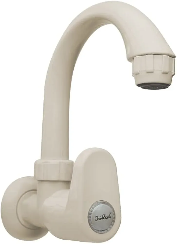 Ori-Plast Exotica Wall Mounted Water Tap | Sink Tap for Wash Basin | Tap for Kitchen Sink | Concealed Water Tab | Sink Cocke Tap for Kitchen Plastic (Pack of 1, Off-White)