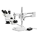 AmScope SM-4TZ-144A Professional Trinocular Stereo Zoom Microscope, WH10x Eyepieces, 3.5X-90X Magnification, 0.7X-4.5X Zoom Objective, Four-Zone LED Ring Light, Double-Arm Boom Stand, 110V-240V, Includes 0.5X and 2.0X Barlow Lens
