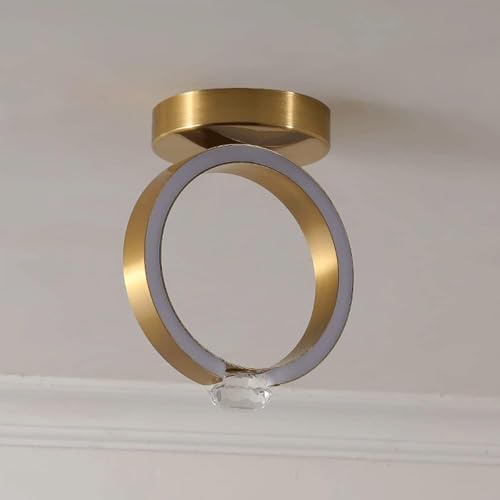 Lámpara de techo moderna para pasillo oscuro con estructura de anillo dorada 5