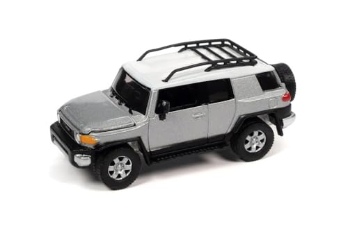 2007 FJ Cruiser Titanium Silver Metallic with White Top and Roofrack Classic Gold Collection Series Limited Edition 1/64 Diecast Model Car by Johnny Lightning JLCG030-JLSP278A