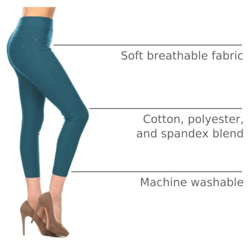 Image of Leggings Depot Women's Cotton Blend Stretch Pull-on Jeggings Casual Pants with Pockets (Available in Plus Size)