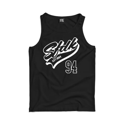 SFDK Camiseta Tirantes Majestic. Unisex. (FR/ES, Letras, S, Regular, Regular, Negro)