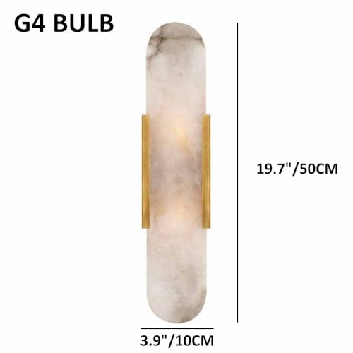 YMDHFS Natural Alabaster Wall Sconces Set of 2 Marble Wall Lamp Bathroom Vanity Light Fixtures Alabaster Sconce Lighting White Stone Wall Mount Lamp for Bedroom Living Room Hallway Stairs Kitchen