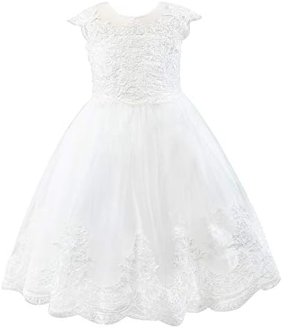 Miama Cap Sleeves Beaded Lace Tulle Wedding Flower Girl Dress Junior Bridesmaid Dress