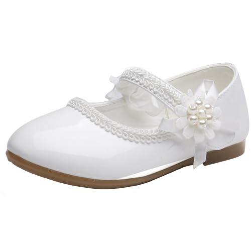Little Flower Girls Shoes Soft Sole Round-Toe Dress Mary Jane Shoes Ballet Flats(Toddler/Little/Big Kid)