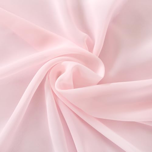Image of Pink Chiffon Fabric by The Yard Continuous Sheer Arch Fabric 20 Yards | Pre-Cut Chiffon Draping Panels Airy Wedding Arch Draping Fabric 60 inch Wide for Events Backdrop Ceiling Decor DIY Craft Use