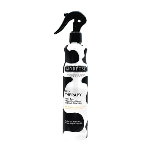 Morfose Milk Therapy 2 Phase Conditioner 400 ml – Leave-in Pflegespülung mit Milchprotein & Aminosäuren – Nährt, schützt & entwirrt trockenes Haar – Mit Hitzeschutz