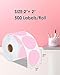 TuSamper 2 Inch (50.8mm x 50.8mm) Round Thermal Sticker Labels, Self-Adhesive Circle Direct Thermal Label, Multi-Purpose Roll Sticker for DIY Logo Design, QR Code, Name Tag, Roll of 500 Labels, Pink