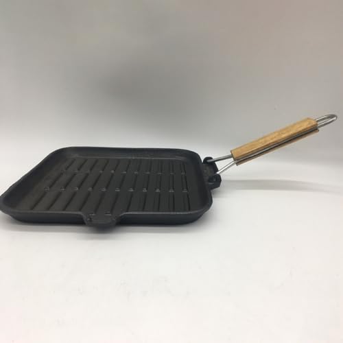 SMZhomeone Gusseisen-Grillpfanne, 27,9 cm, quadratisch, mit faltbarem Holzgriff, für Herd, Grill, Lagerfeuer, Kochen für Herde, Grills und Lagerfeuer 3 SMZhomeone Gusseisen-Grillpfanne, 27,9 cm, quadratisch, mit faltbarem Holzgriff, für Herd, Grill, Lagerfeuer, Kochen für Herde, Grills und Lagerfeuer