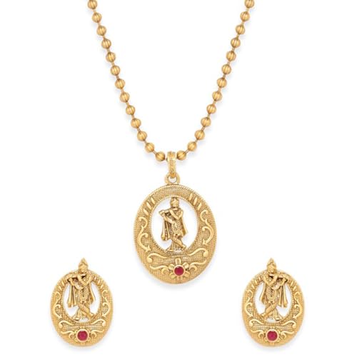 Image of Rubans Temple Necklace Set Traditional Stylish Jewellery Gift for Women & Girls