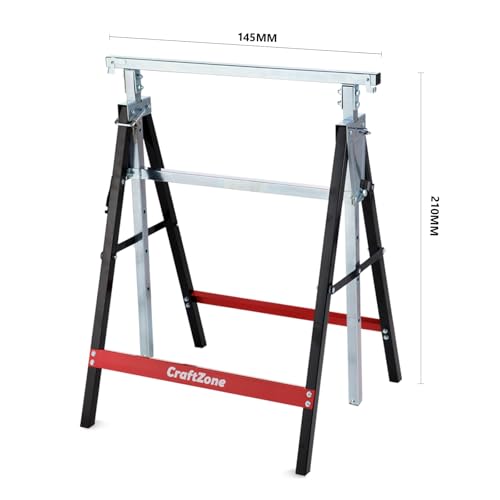Image of Folding Saw Horses 2 Pack 880lbs Total Capacity Adjustable Height with Non-Slip Feet Portable Work Support for Woodworking and Construction