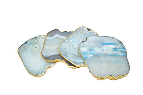 Nature’s Decorations - Medium Pastel Teal Agate Gnarled Coaster Set