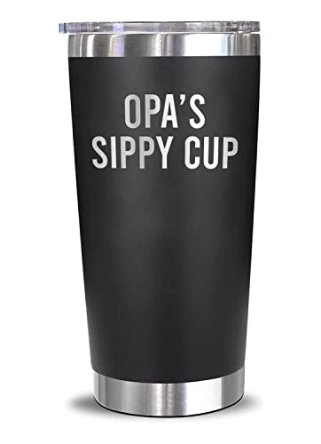 Yanashop88 Opa's Sippy Cup Travel Mug Tumbler - Opa Tumbler - Funny Father's Day Birthday Christmas Gifts For Opa - New Opa Tumbler - Gifts From Son Daughter, Black, 20oz