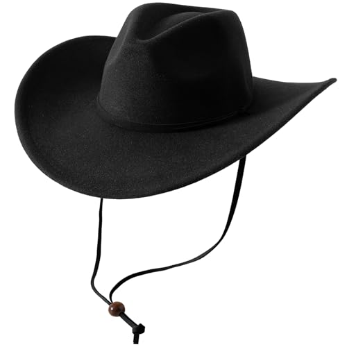 Lanzom Women Men Retro Felt Wide Brim...
