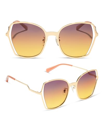 DIFF Donna III Oversized Sunglasses for Women UV400 Protection, Lightweight Wire Vintage