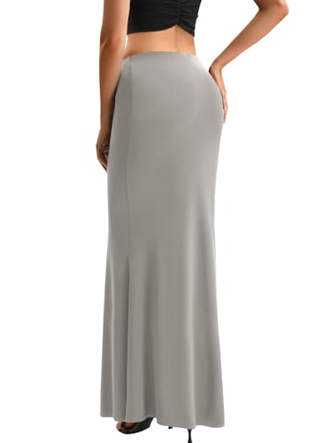 Image of KIFOVEN Women's High Waist Elastic Flare Sexy Bodycon Basic Slim Maxi Skirt