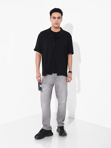 Image of The Indian Garage Co Men Slim Straight Fit Solid Mid-Rise Stretchable Jeans