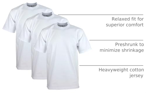 Image of Pro Club Men's 3-Pack Heavyweight Cotton Short Sleeve Crew Neck T-Shirt