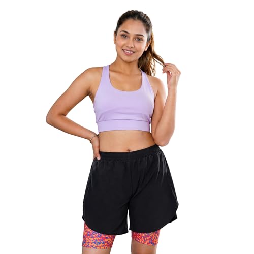 Image of NINQ 2 in 1 Running Sports Shorts for Women with Mobile Phone Pocket Light Weight Quick Dry Fabric for Gym Athletic Workout Running Shorts Lightweight Swim wear