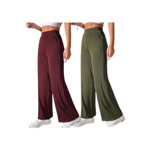 Image of GRECIILOOKS Women's Parachute Cargo Pants - High Waist Flared Korean Trousers| Trendy Casual Wear for Daily & Travel Use (Available in Plus Size)