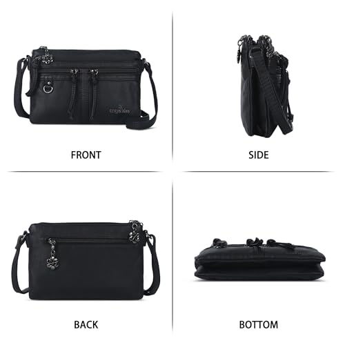 Image of Angel Kiss Small Crossbody Bag for Women Leather Crossbody Purse Triple Compartments Cell Phone Purse Shoulder Bags for Women