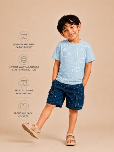Image of Pilolo Kids Cargo Pocket Denim Shorts for Boys