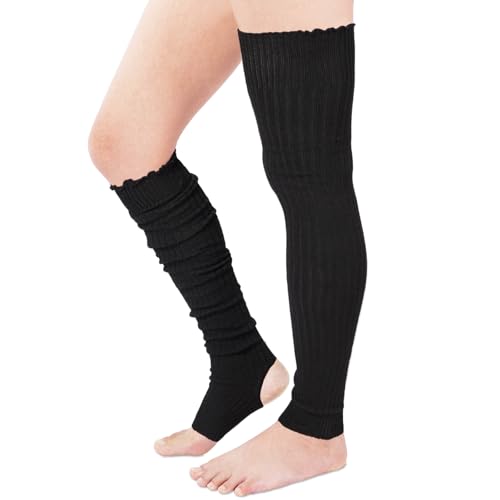Image of Moon Wood Long Leg Warmers for Women 80s Neon Ribbed Knit Leg Warmers for Girls 80s Party Dance Sports Socks