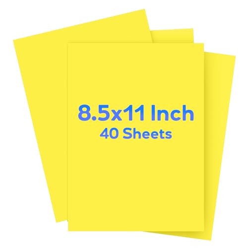 Lemon Yellow Cardstock 8.5 x 11 Bright Color Paper 40 Sheets Yellow Paper Colored Cardstock for Invitations Art Drawing Menus DIY Cards Tags Crafts Certificates School Office Printing
