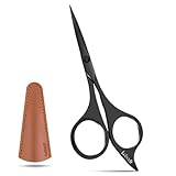 Lobodt Professional beard scissors, 4.9-inch (black) small pointed stainless steel hairdressing scissors, Moustache Trimming，suitable for personal care and beauty of both men and women
