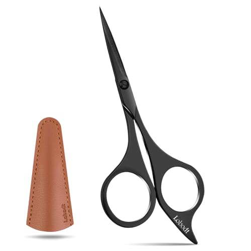 Lobodt Professional beard scissors, 4.9-inch (black) small pointed stainless steel hairdressing scissors, Moustache Trimming，suitable for personal care and beauty of both men and women