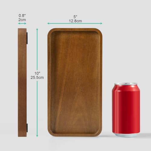 Image of ALELION 10 inch Acacia Wood Bathroom Vanity Tray for Counter, Wooden Soap Dispenser Tray for Kitchen, Toilet Tank Tray, Perfume Makeup Jewelry Catchall Organizer