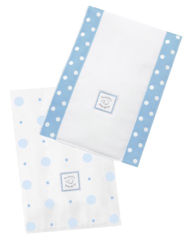 SwaddleDesigns Baby Burpies, Set of 2 Cotton Burp Cloths, Blue Big Dot Little Dot