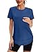 Summer Tops for Women 2025 Short Sleeve Workout Clothes Athletic Shirts Pilates Outfits Camisetas Deportivas para Mujer Navy L