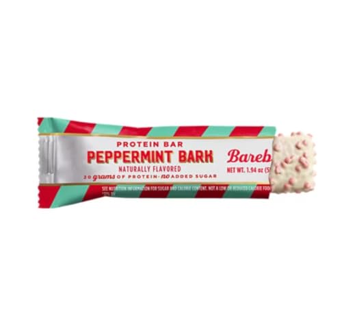 Image of Barebells Protein Bars Peppermint Bark - 12 Count, 20g Protein, Creamy Vanilla Nougat with 1g Sugar, White Chocolate Coated Snack for Breakfast or Post-Workout