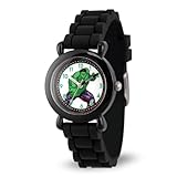 MARVEL Hulk Watch for Boys Ages 3–7 – Featuring Heroic Hulk Character Dial – Avengers Gift for Kids Who Love Superhero Toys – Black Bezel with Bold Face and Comfortable Black Silicone Strap
